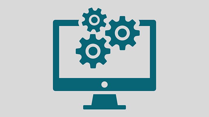 ikona monitor z 3 kołami zębatymi